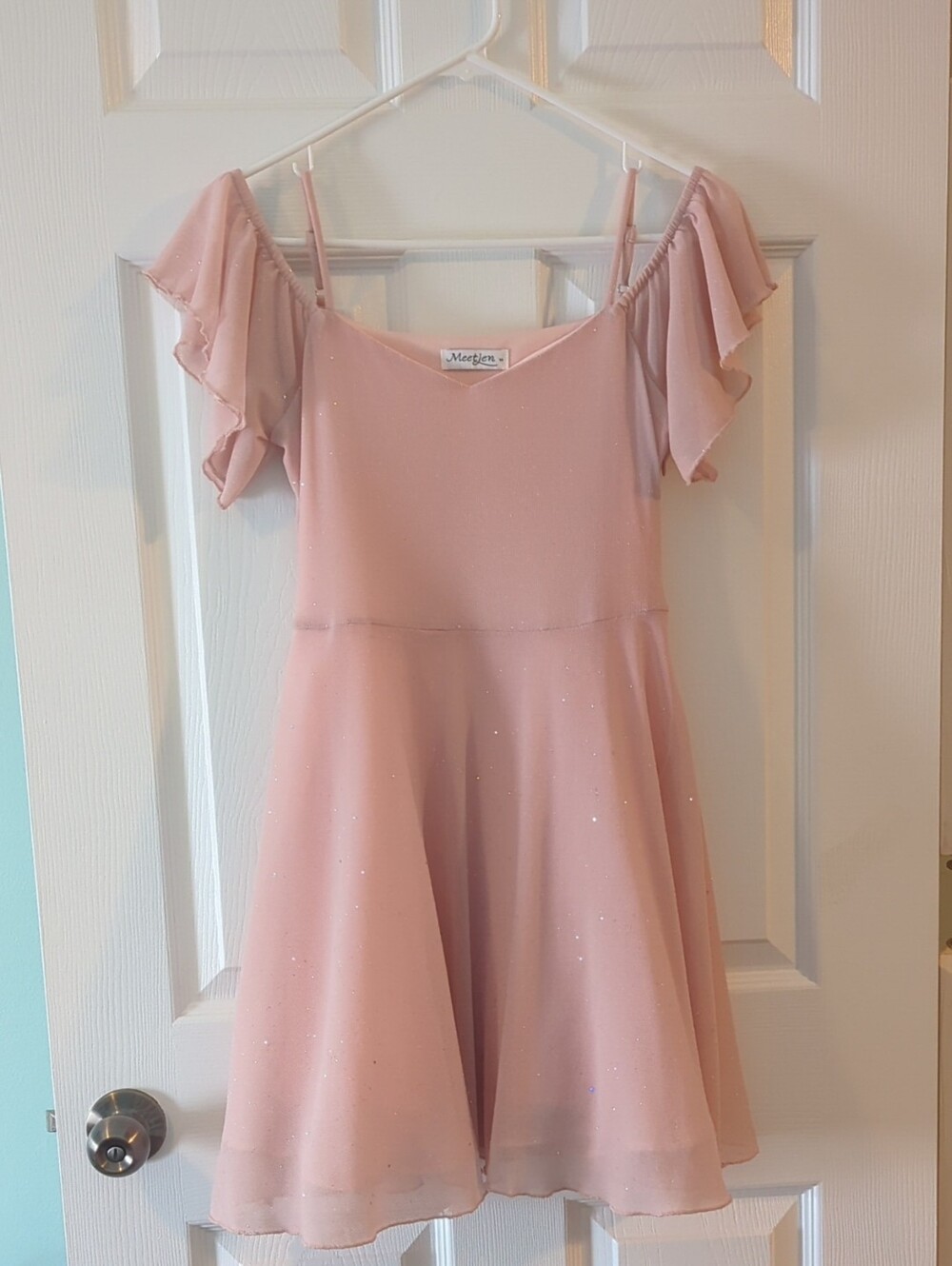Pink Sparkle Cold-Shoulder Dress